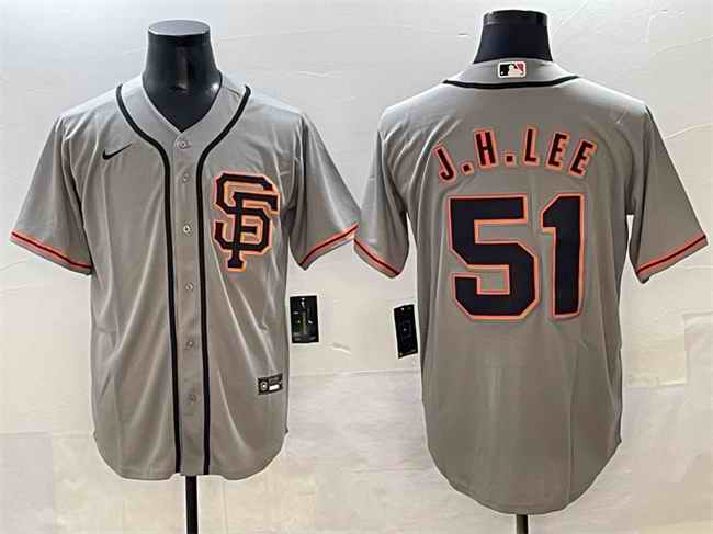 Men's San Francisco Giants #51 Jung Hoo Lee Grey Cool Base Stitched Baseball Jersey
