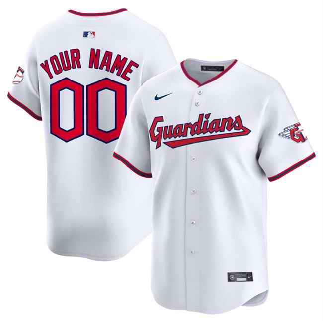 Men's Cleveland Guardians Active Player Custom White Home Limited Stitched Baseball Jersey