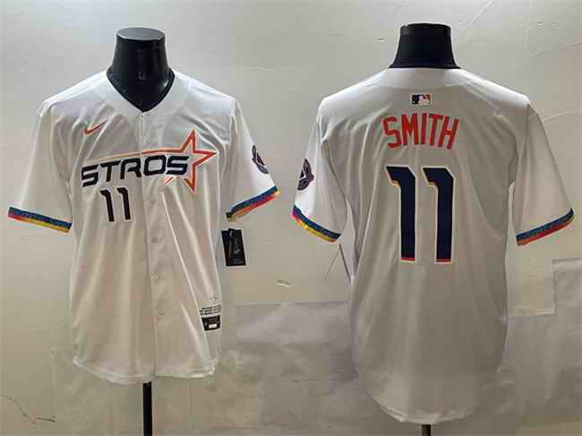 Men's Houston Astros #11 Cam Smith White 2025 City Connect Limited Stitched Baseball Jersey