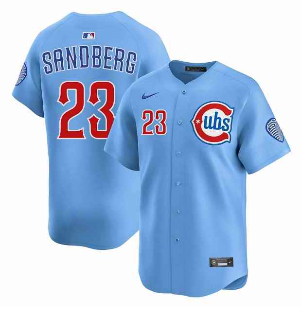 Men's Chicago Cubs #23 Ryne Sandberg Blue 2024/25 2nd Alternate Limited Stitched Baseball Jersey