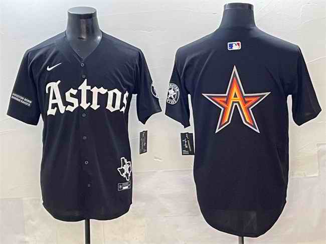 Men's Houston Astros Team Big Logo Black Gothic 'Houston Born Barrio Raised' Limited Stitched Baseball Jersey