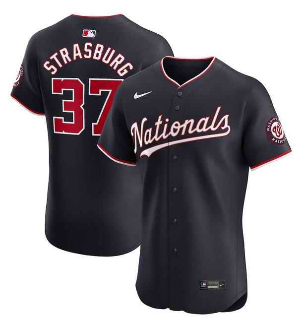 Men's Washington Nationals #37 Stephen Strasburg Navy Alternate Elite Stitched Baseball Jersey