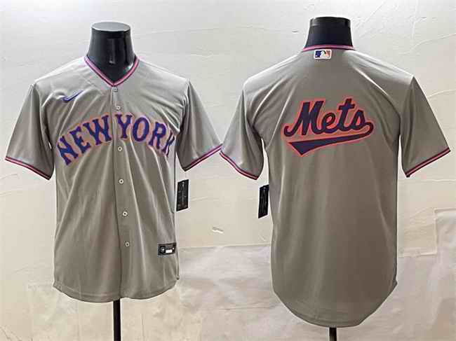 Men's New York Mets Team Big Logo Grey 2025 Limited Stitched Baseball Jersey