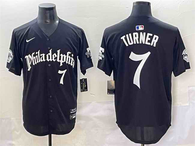 Men's Philadelphia Phillies #7 Trea Turner Black Gothic Vapor Limited Stitched Jersey