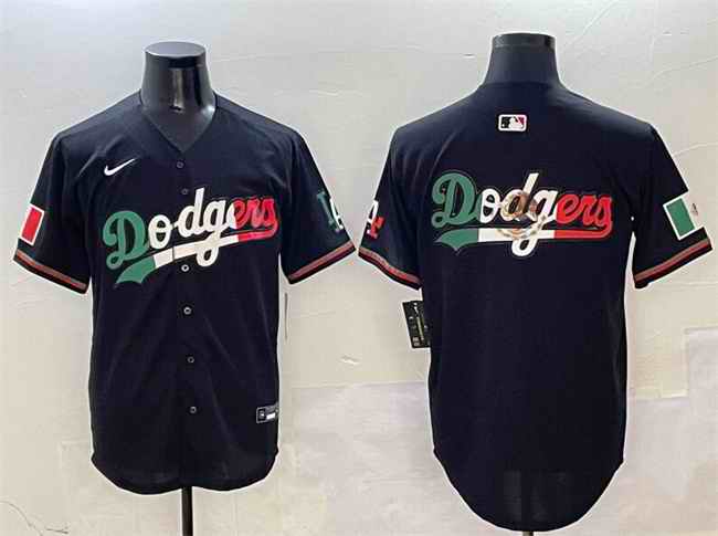 Men's Los Angeles Dodgers Team Big Logo Black Mexico Flag Limited Stitched Baseball Jersey