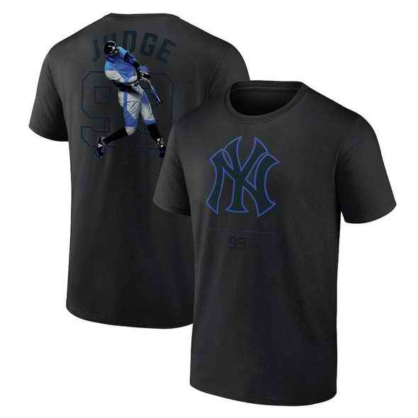 Men's New York Yankees #99 Aaron Judge Black Double Play Name & Number T-Shirt