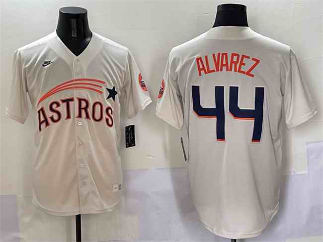 Men's Houston Astros #44 Yordan Alvarez Cream Throwback Cooperstown Collection Limited Stitched Baseball Jersey