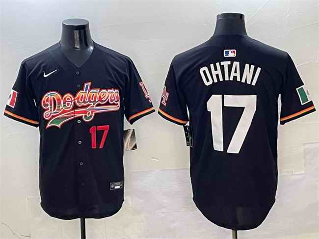 Men's Los Angeles Dodgers #17 Shohei Ohtani Black Mexico Limited Stitched Baseball Jersey
