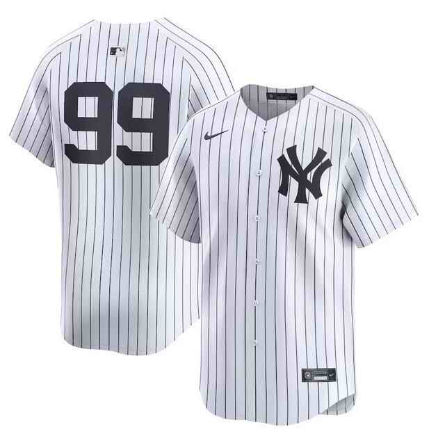 Men's New York Yankees #99 Aaron Judge White Home Limited Stitched Baseball Jersey