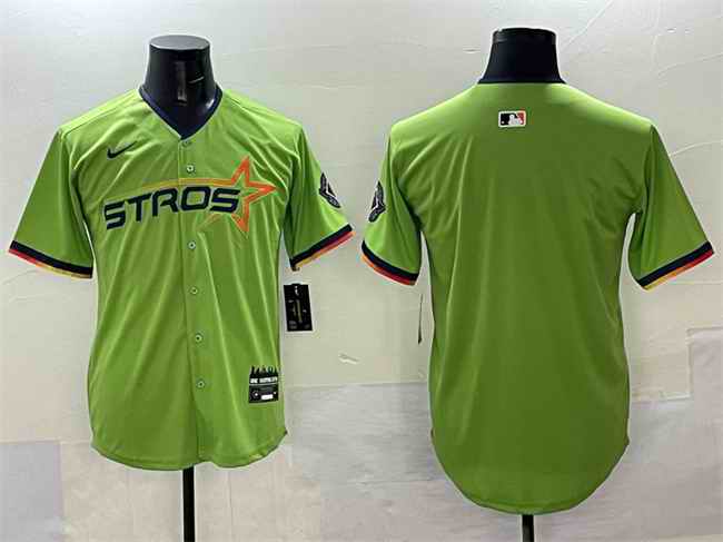 Men's Houston Astros Blank Green 2025 City Connect Limited Stitched Baseball Jersey