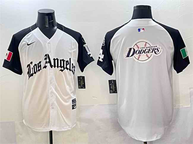 Men's Los Angeles Dodgers Team Big Logo White/Black Mexico 2025 LA Gothic Style With Fernando Patch Vapor Premier Limited Stitched Baseball Jersey