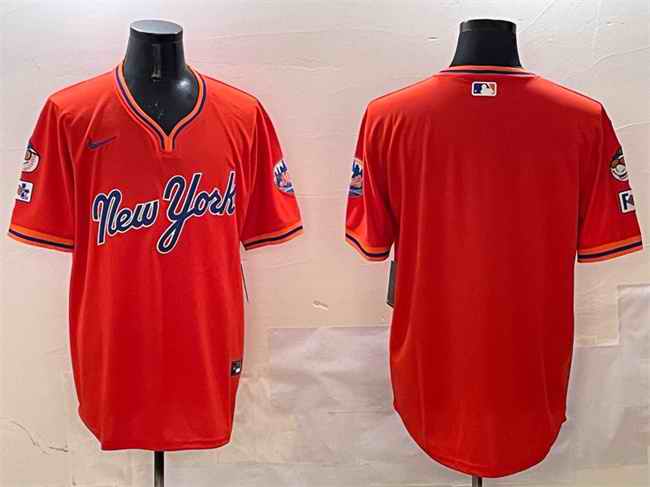 Men's New York Mets Blank Orange 2025 Spring Training Stitched Baseball Jersey