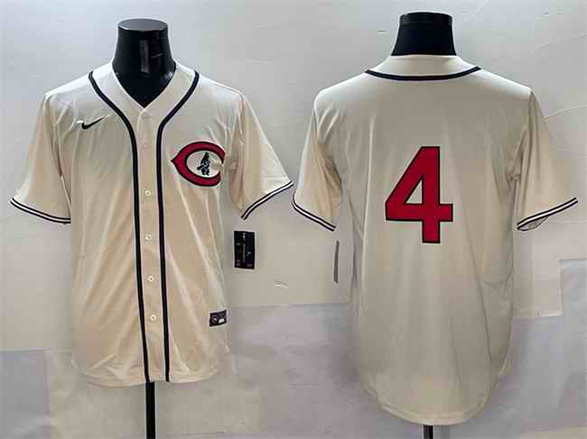 Men's Chicago Cubs #4 Pete Crow-Armstrong Cream Field of Dreams Cool Base Stitched Baseball Jersey