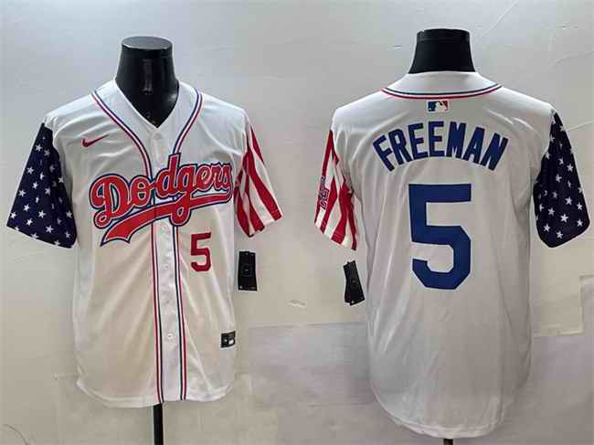 Men's Los Angeles Dodgers #5 Freddie Freeman White Limited Stitched Baseball Jersey