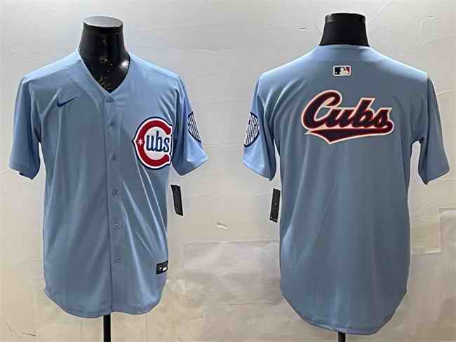 Men's Chicago Cubs Team Big Logo Blue 2024/25 2nd Alternate Limited Stitched Baseball Jersey