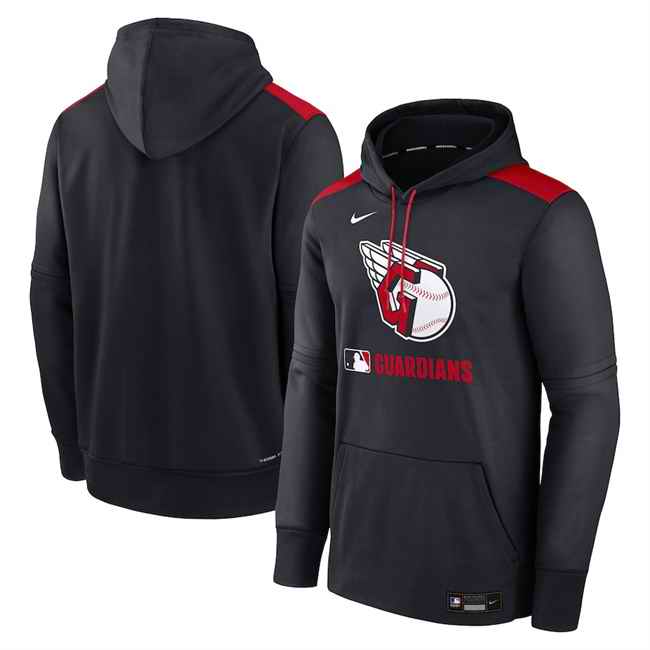 Men's Cleveland Guardians Navy Collection Performance Pullover Hoodie