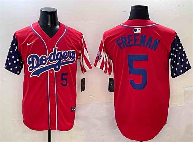 Men's Los Angeles Dodgers #5 Freddie Freeman Red American Style Limited Stitched Baseball Jersey