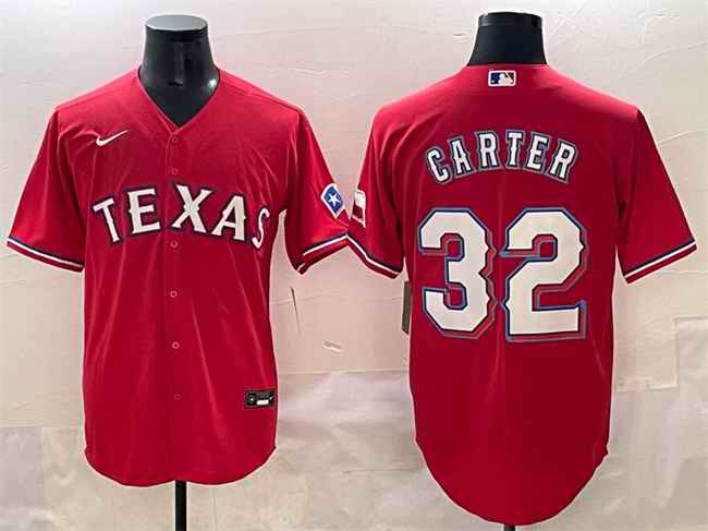 Men's Texas Rangers #32 Evan Carter Red Cool Base Stitched Baseball Jersey