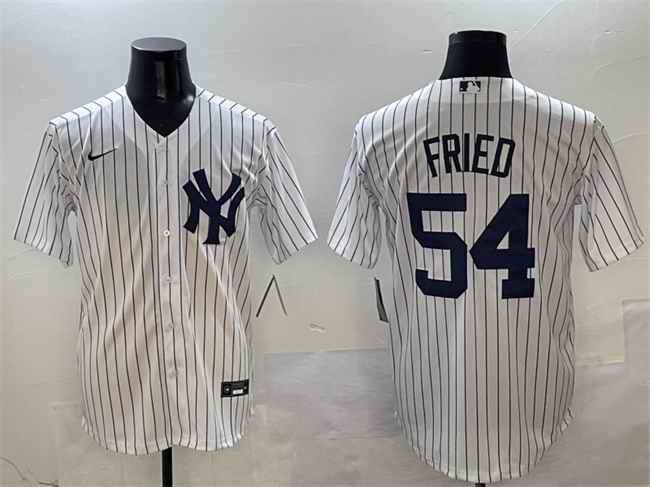 Men's New York Yankees #54 Max Fried White Cool Base Stitched Baseball Jersey