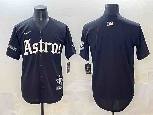 Men's Houston Astros Blank Black Gothic 'Houston Born Barrio Raised' Limited Stitched Baseball Jersey