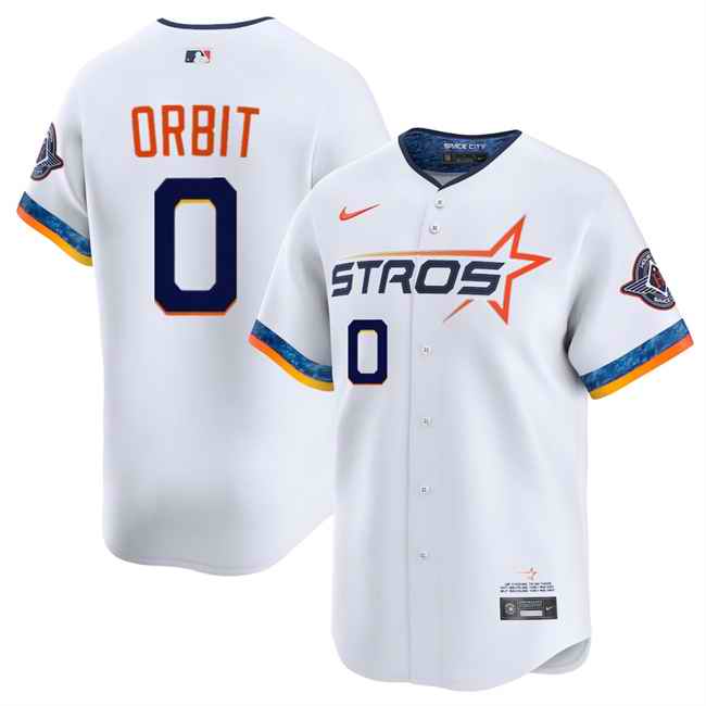 Men's Houston Astros #0 Orbit White 2025 City Connect Limited Stitched Baseball Jersey