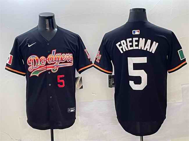 Men's Los Angeles Dodgers #5 Freddie Freeman Black Mexico Limited Stitched Baseball Jersey