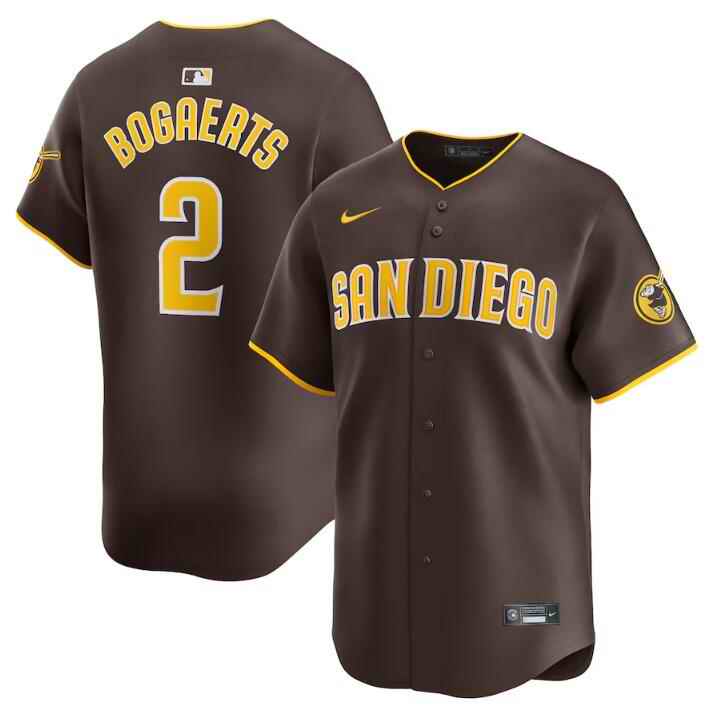 Men's San Diego Padres #2 Xander Bogaerts Brown 2024 Away Limited Stitched Baseball Jersey