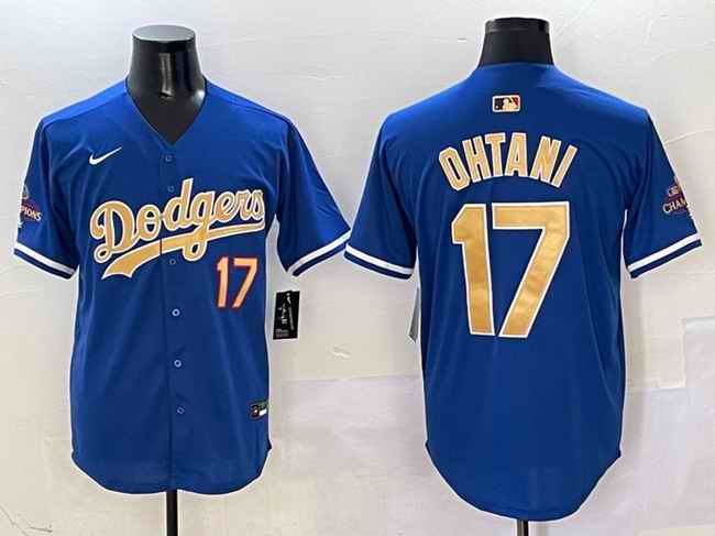 Men's Los Angeles Dodgers #17 Shohei Ohtani Royal 2025 Gold Collection Limited Stitched Baseball Jersey