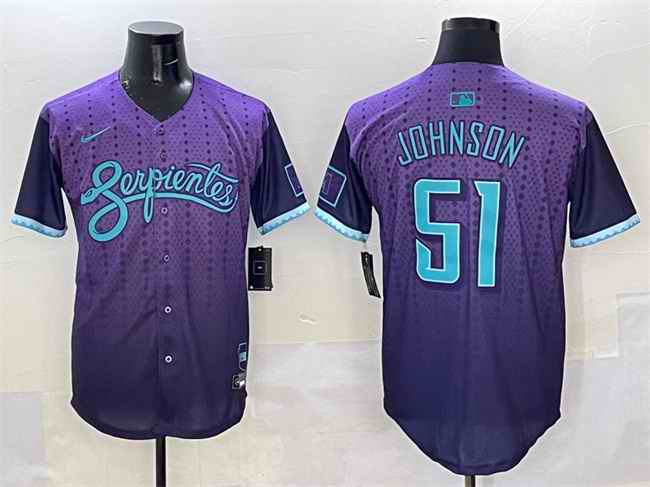 Men's Arizona Diamondbacks #51 Randy Johnson Purple 2025 City Connect Limited Stitched Baseball Jersey