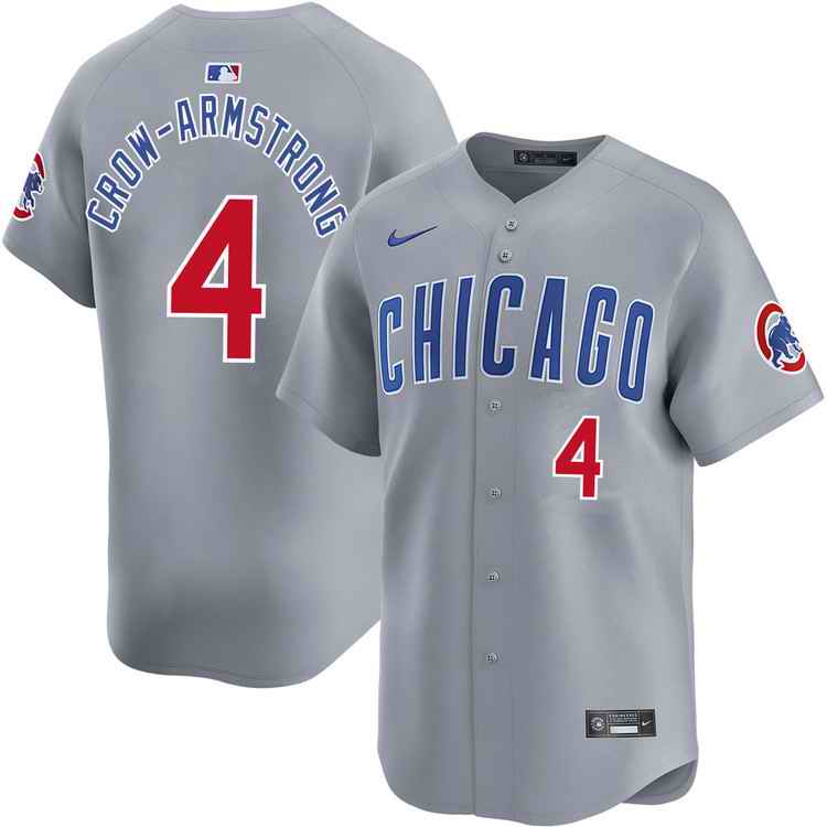 Men's Chicago Cubs #4 Pete Crow-Armstrong Grey Limited Stitched Baseball Jersey