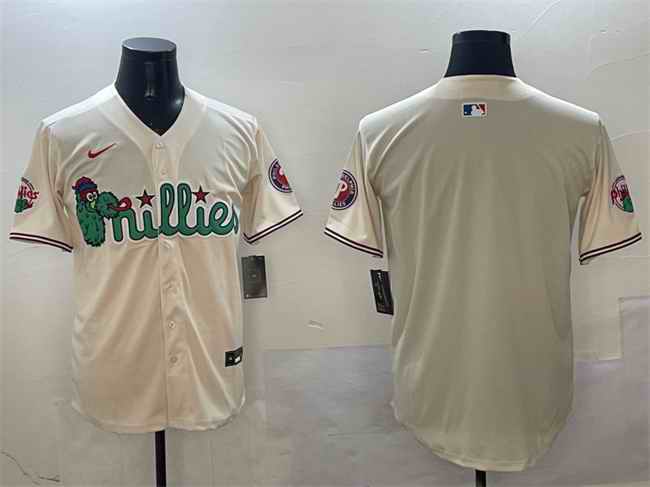 Men's Philadelphia Phillies Blank Cream Phanatic Limited Stitched Jersey