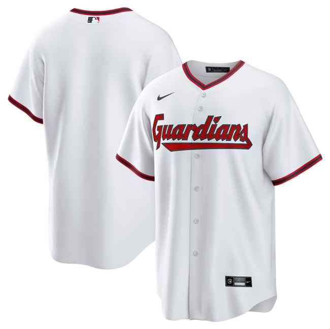 Men's Cleveland Guardians Blank White Cool Base Stitched Baseball Jersey
