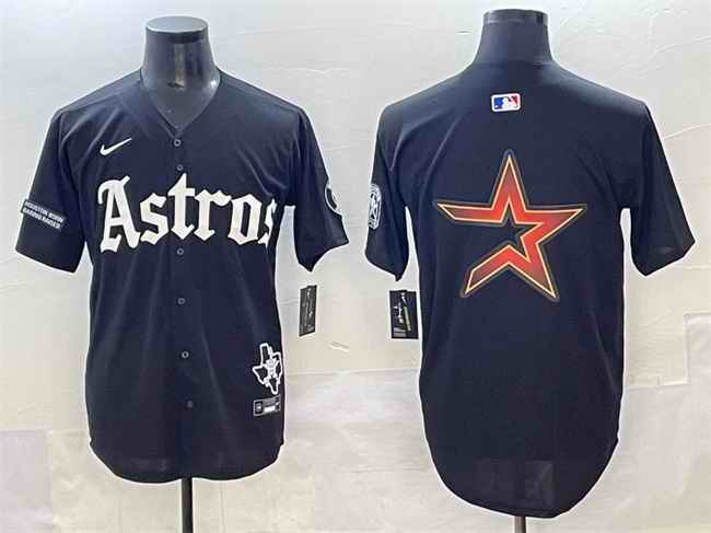 Men's Houston Astros Team Big Logo Black Gothic 'Houston Born Barrio Raised' Limited Stitched Baseball Jersey