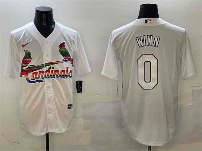 Men's St. Louis Cardinals #0 Masyn Winn White Cool Base Stitched Baseball Jersey