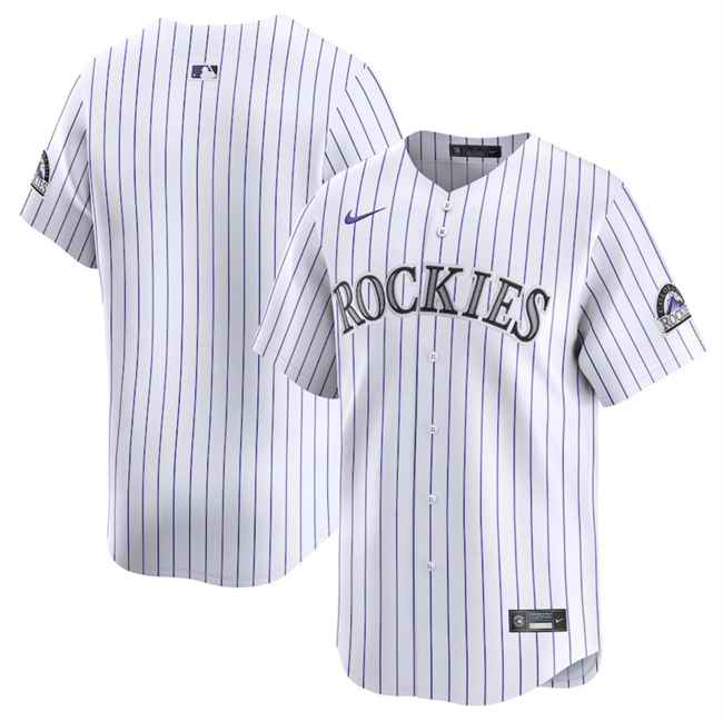 Men's Colorado Rockies Blank White Home Limited Stitched Baseball Jersey