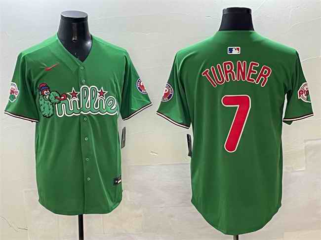 Men's Philadelphia Phillies #7 Trea Turner Green Phanatic Limited Stitched Jersey