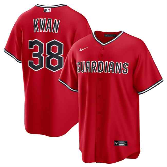 Men's Cleveland Guardians #38 Steven Kwan Red Cool Base Stitched Baseball Jersey