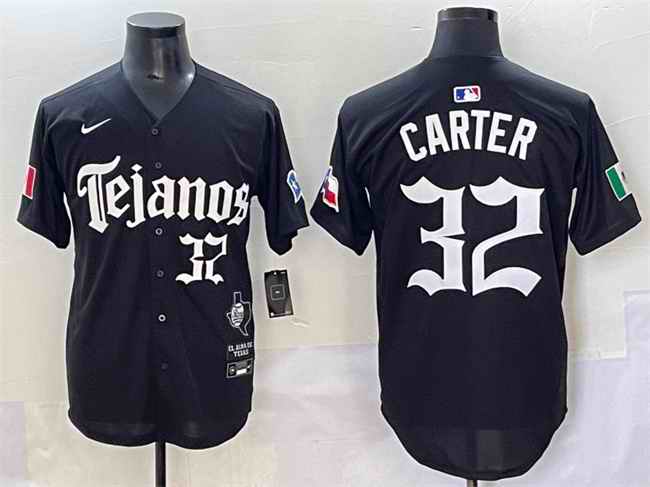 Men's Texas Rangers #32 Evan Carter Black Mexico 2025 Vapor Premier Limited Stitched Baseball Jersey