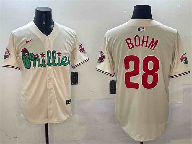Men's Philadelphia Phillies #28 Alec Bohm Cream Phanatic Limited Stitched Jersey