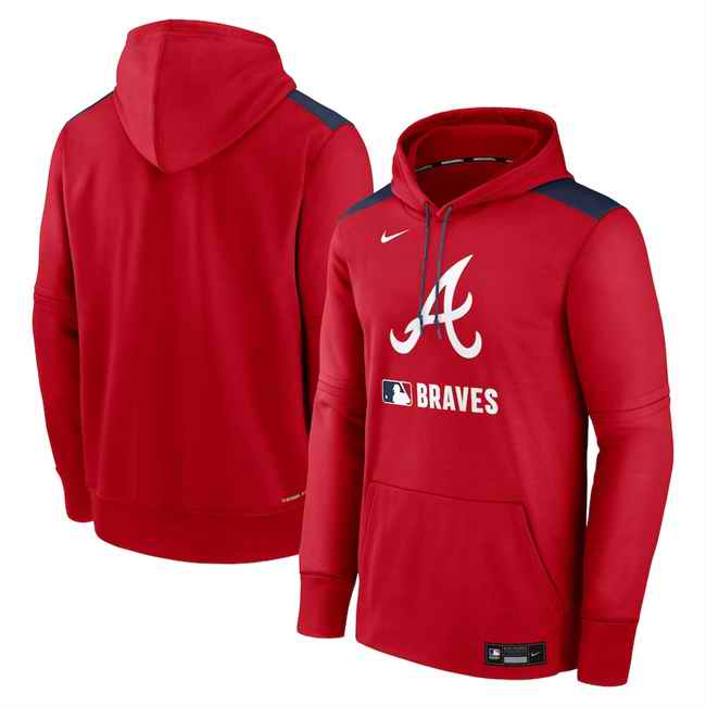 Men's Atlanta Braves Red Collection Performance Pullover Hoodie