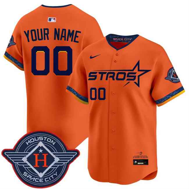 Men's Houston Astros Active Player Custom Orange 2025 City Connect Limited Stitched Baseball Jersey
