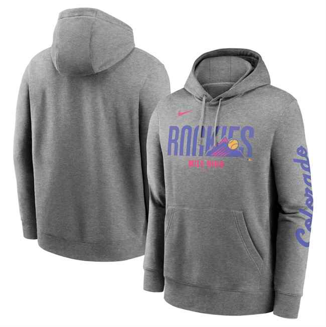 Men's Colorado Rockies Heather Gray 2025 City Connect French Terry Club Fleece Pullover Hoodie