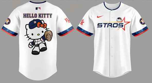 Men's Houston Astros White 2025 Hello Kitty Limited Baseball Jersey