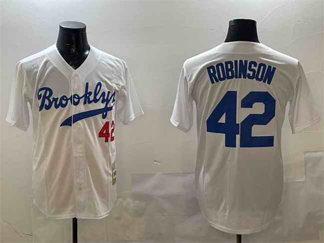 Men's Brooklyn Dodgers #42 Jackie Robinson White Stitched Baseball Jersey