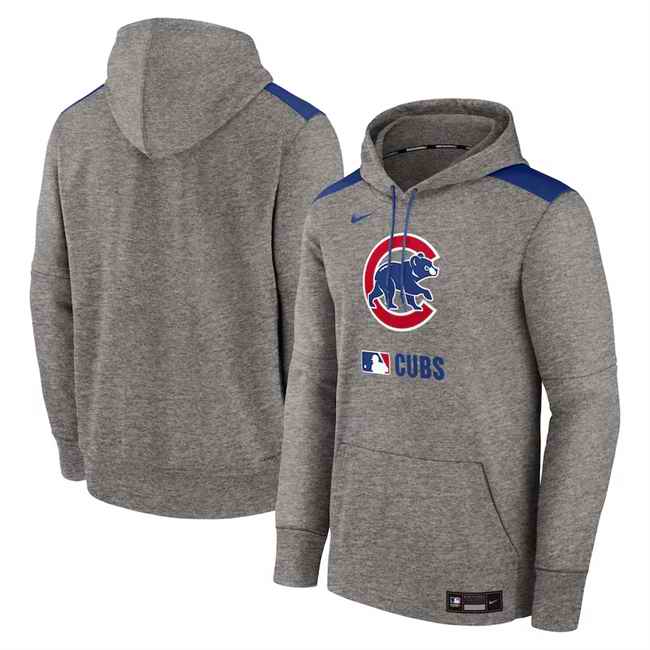 Men's Chicago Cubs Heather Charcoal Collection Performance Pullover Hoodie