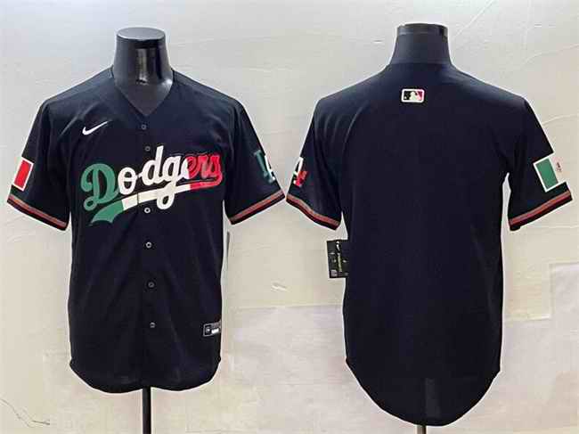 Men's Los Angeles Dodgers Blank Black Mexico Flag Limited Stitched Baseball Jersey