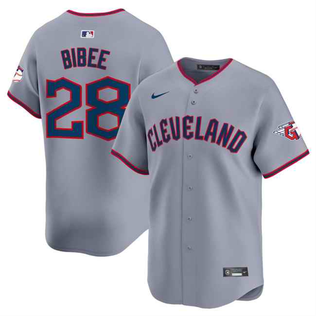 Men's Cleveland Guardians #28 Tanner Bibee Grey 2025 Alternate Limited Stitched Baseball Jersey