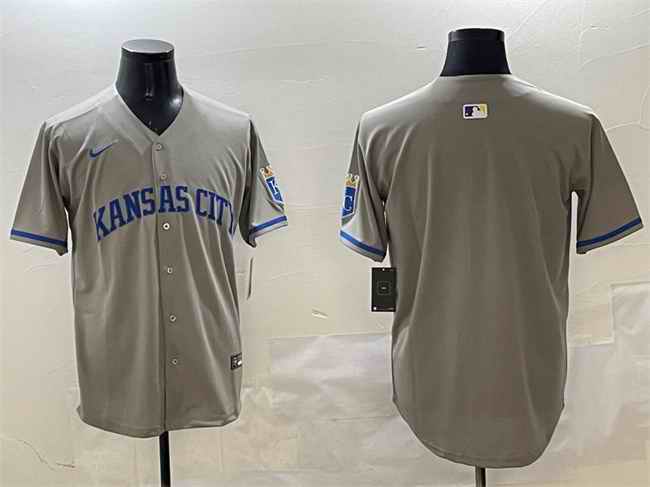 Men's Kansas City Royals Blank Grey 2024 Away Limited Stitched Baseball Jersey
