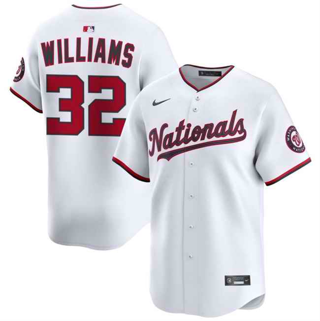 Men's Washington Nationals #32 Trevor Williams White 2025 Home Limited  Stitched Baseball Jersey