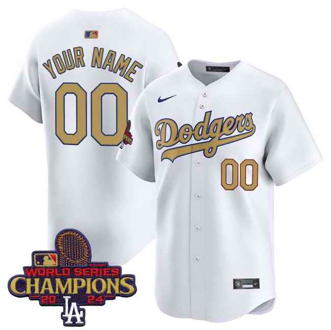 Men's Los Angeles Dodgers Active Player Custom White 2025 Gold Collection Limited Stitched Baseball Jersey